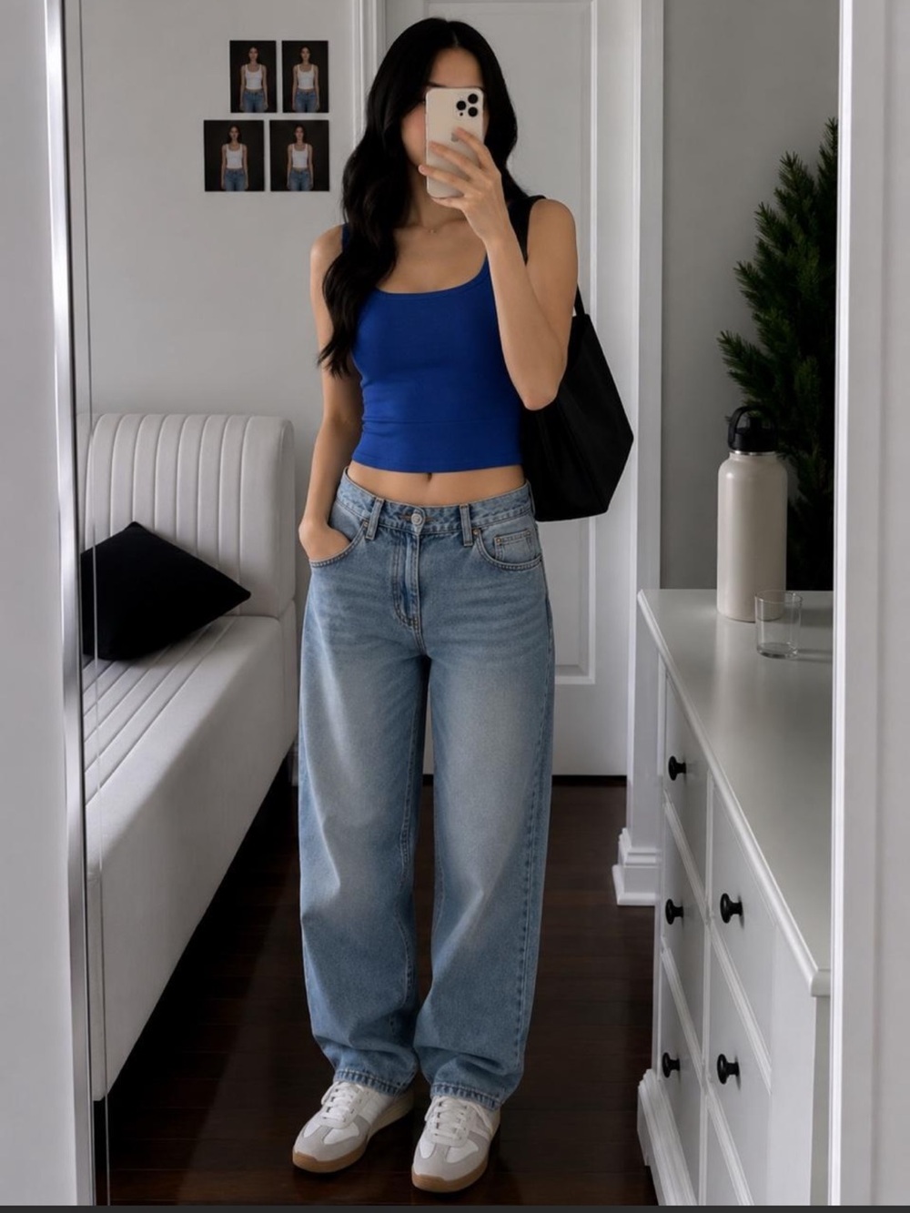 Blue Knit Square-Neck Tank Top - Women